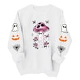 thumbnail image 2 of Womens Halloween Tops Crew Neck Funny Ghost Printed Long Sleeve Trendy Spooky Festival Pullover Top White M, 2 of 7