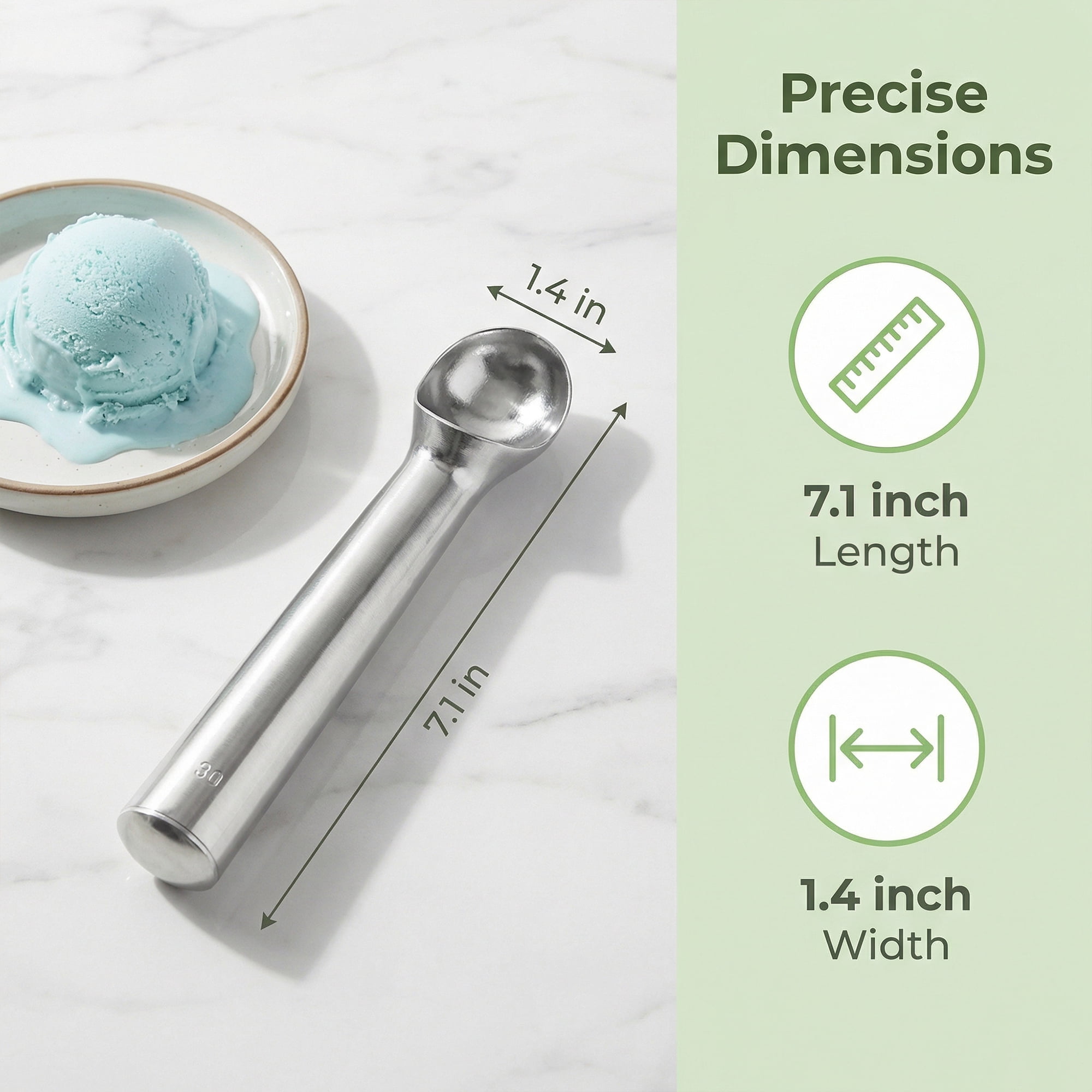 Unique Bargains Stainless Steel Ice Cream Scoop with Easy Release Silver 1.4in