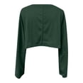 thumbnail image 6 of HNMKIU Cropped Crewneck Sweatshirt Long Sleeve Top for Women Casual Pullover Soft Comfortable Streetwear Fashion for Daily Wear and Light Exercise Z02_Dark Green,M, 6 of 6