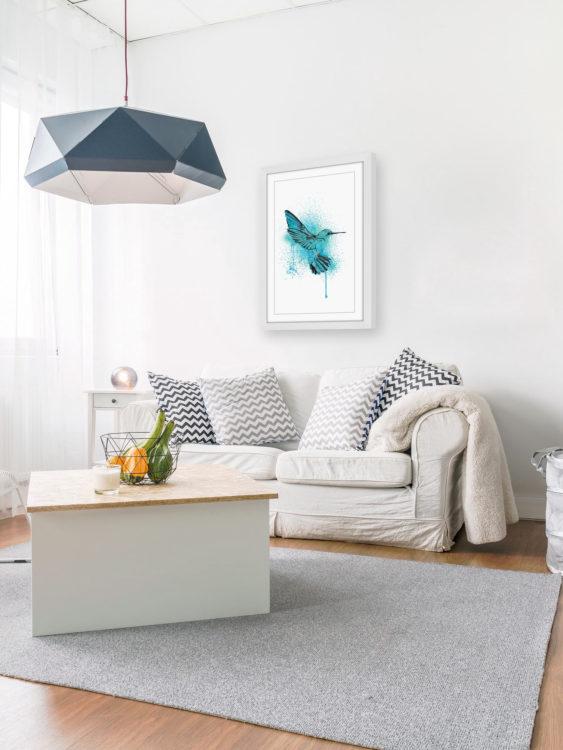 "Hummingbird Blue" Framed Painting Print