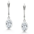 thumbnail image 2 of Gem Stone King 925 Sterling Silver White Topaz Drop Dangle Leverback Earrings for Women (3.00 Cttw, Gemstone November Birthstone, Oval 8X6MM), 2 of 4