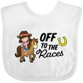 thumbnail image 3 of Inktastic Off to the Races with Cowgirl on Horse Girls Baby Bib, 3 of 4