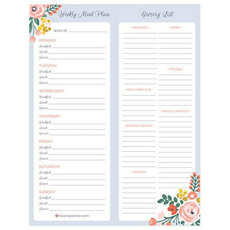 bloom daily planners Weekly Magnetic Meal and Grocery Planning Pad Perforated Tear Off To Do Pad with Magnets - 8.5