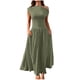 thumbnail image 2 of mfyjkho Vestidos de verano para mujer, Vestido largo elástico con bolsillos y manga corta de color liso para mujer Vestidos de fiesta para mujer s, 2 of 7