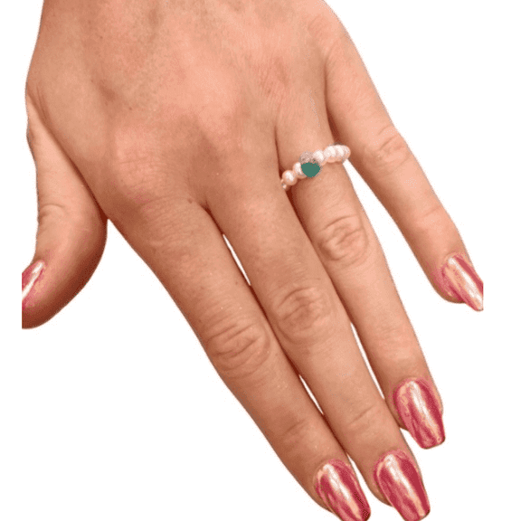 Suzannes Jewelry Flexible Turquoise Cultured Pearl Stacking Ring, 17 Pearls, 2 mm, Women's Adult