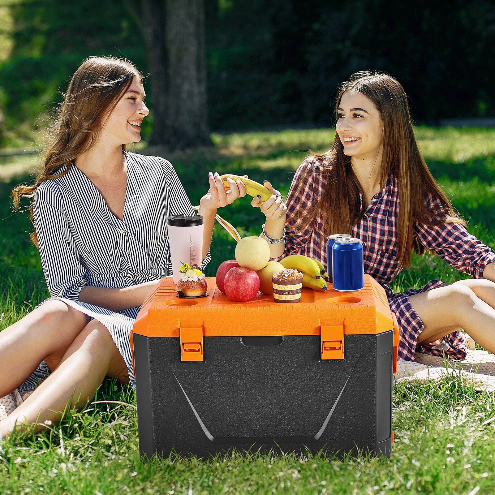 Durable 63QT Cooler for Outdoor, 90 Can Portable Ice Chest with Cup Holder & Tight Seal Lid