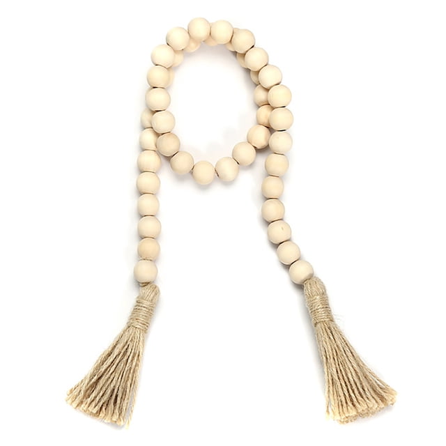 Xihbxyly Guirnalda de Cuentas de Madera, Cuentas de Madera Natural con Borlas, Decoración Bohemia para El Hogar, Adornos Navideños Diy, Decoración Multiusos, Decoración de Mesa Rústica, Opciones de L
