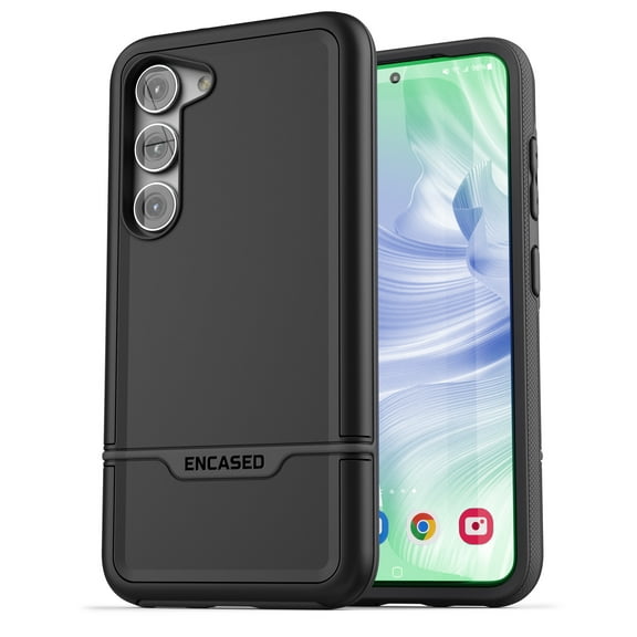 Encased Rebel Series - Designed for Samsung Galaxy S23 PLUS Case [Shockproof] Military Grade Protective Phone Case, Black (S23 PLUS  6.6")
