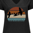 thumbnail image 4 of Inktastic Duck Hunting Retro Sunset Hunter Gift Women's Plus Size V-Neck T-Shirt, 4 of 5