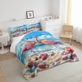 thumbnail image 3 of Summer Beach 3 Pcs Queen Size Comforter Set,Hawaiian Style Down Alternative Adults Room Decor,Flamingo Tropical Animals Ultra Soft Microfiber Inner Fill 3Pcs Bedding, 3 of 6
