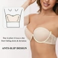 thumbnail image 2 of YANDW Women's Strapless Push Up Bra with Clear Straps Multiway Thick Padded Underwire Bras, Beige 36B, 2 of 6