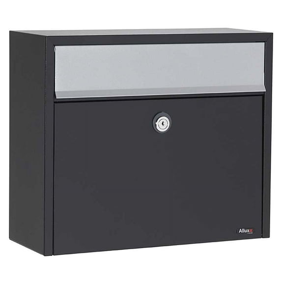 Allux Series Lt150 Wall Mount Mailbox In Black With Gray Flap
