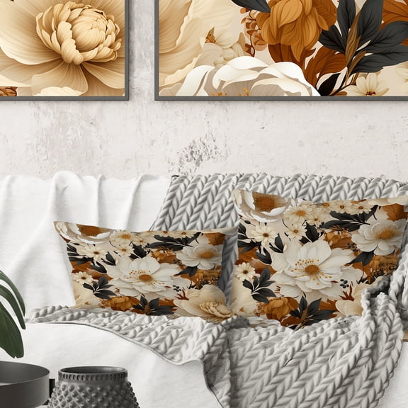 Designart "Natural Boho Poppy Blossom III" Floral Printed Throw Pillow