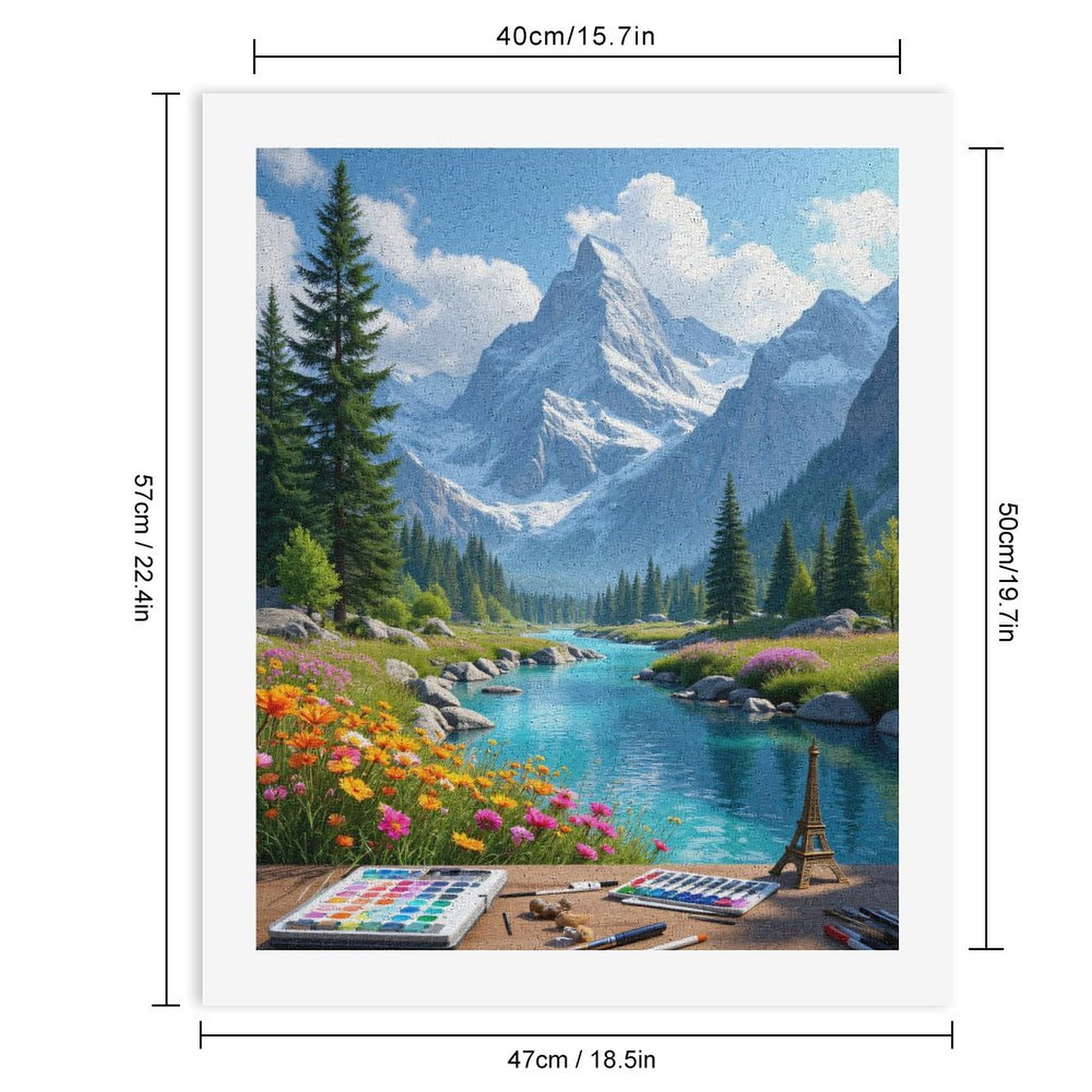 Paint By Numbers Kit for Adults Beginner - Mt Landscape Art Supplies Scene DIY Canvas Painting Kits for Adults, Frameless Paint By Number for Adults for Home Wall Decor 16x20 Inch