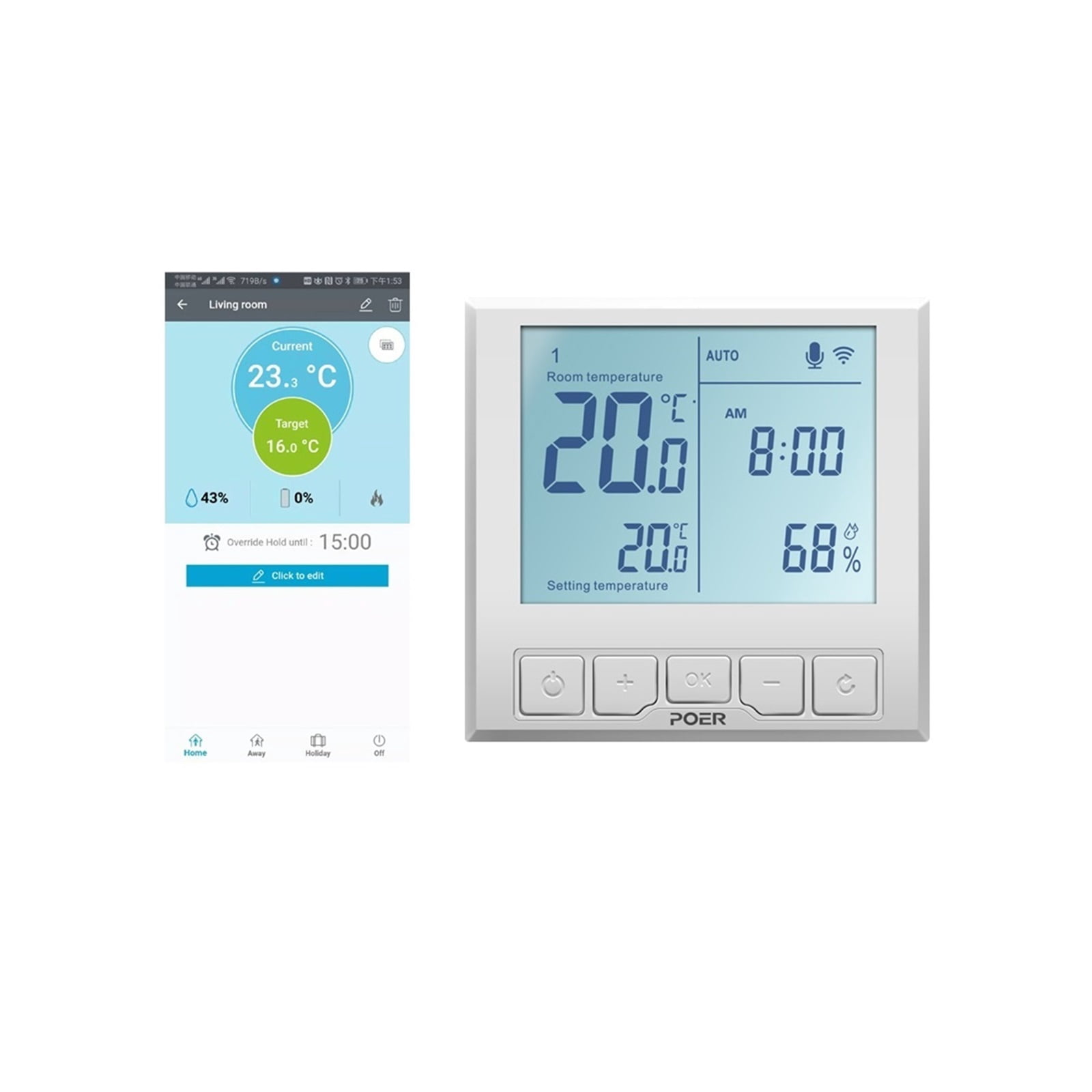 Smart Thermostat Temperature Controller For Gas Boiler Electric Underfloor Heating Humidity Display ,Easy Installation