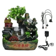 Small Desktop Fountain Indoor Rockery Flowing Water Ornament Table Decoration for Home OfficeUS Plug 110V