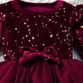 thumbnail image 6 of Girls Red Velvet Christmas Dress Long Sleeve with Tulle Skirt Star Accents Holiday Party Dress for Kidss,Size 3-4 T, 6 of 6