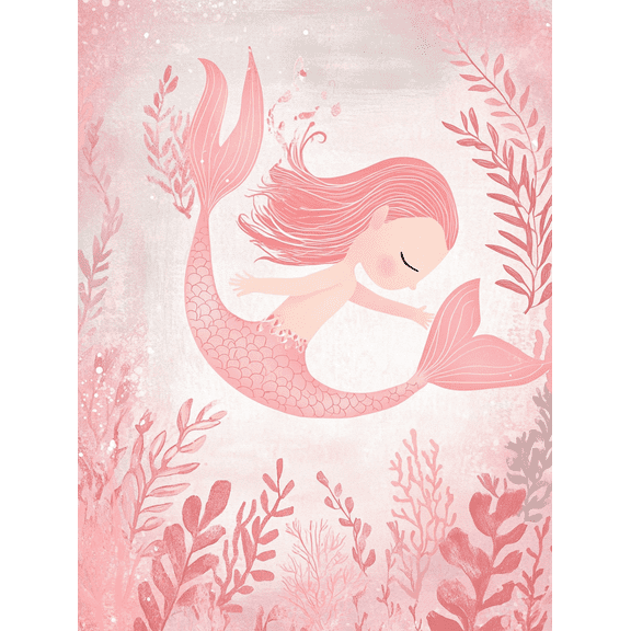 Pink Mermaid Wall Art/Canvas Print Perfect for bedrooms living rooms bathrooms nurseries and girls' rooms.