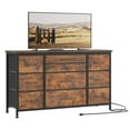 thumbnail image 1 of QinaQin Mueble para TV de 55 pulgadas con 8 cajones, luces LED y contacto, consola amplia con cubierta de madera para recámara o sala, 1 of 9