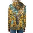 thumbnail image 2 of DISNIMO Deer Sunflower Printed Women's Zip Up Hoodies American Flag Printed Hooded Tops Long Sleeve Jacket Coat with Pockets, L, 2 of 6