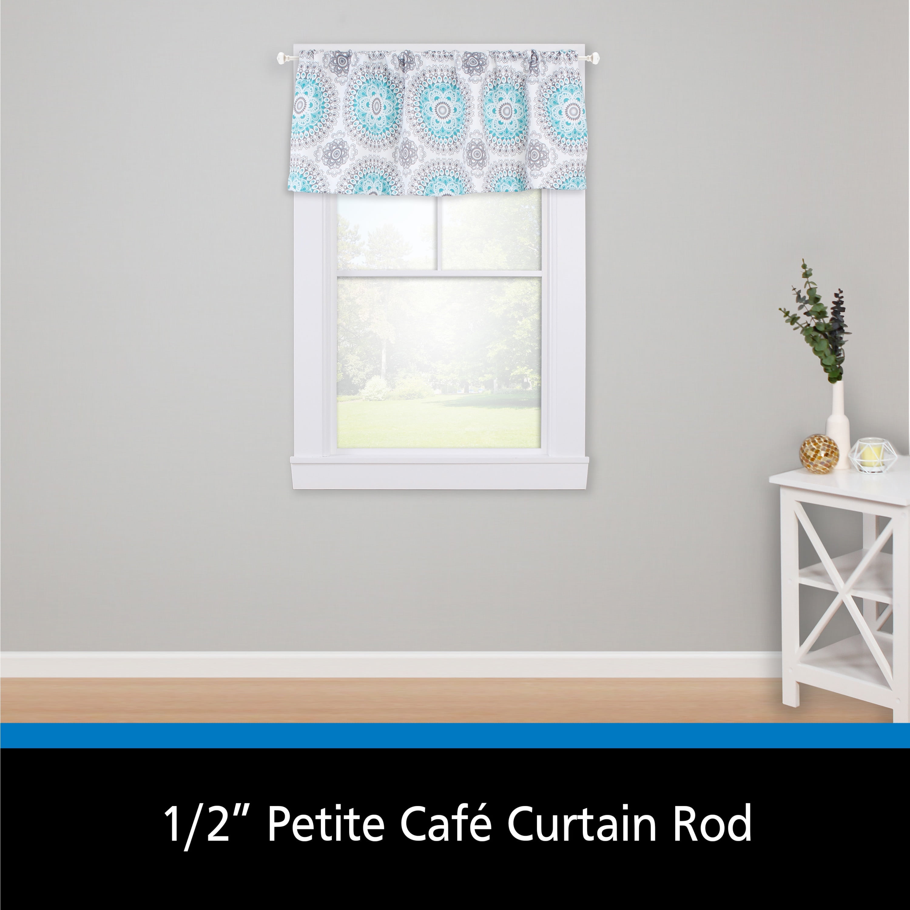 (2 pack) Mainstays 1/2" Grayson Petite Café Adjustable Curtain Rod, 28-48", Brushed Nickel