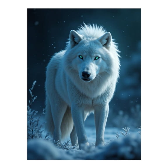 Diamond Art Kit for Adults, White Wolf Snowy Night Scene Diamond Painting for Adults Beginners, 5D DIY Diamond Art Painting Kits, Colorful Diamond Painting Craft for Home Decor 12x16
