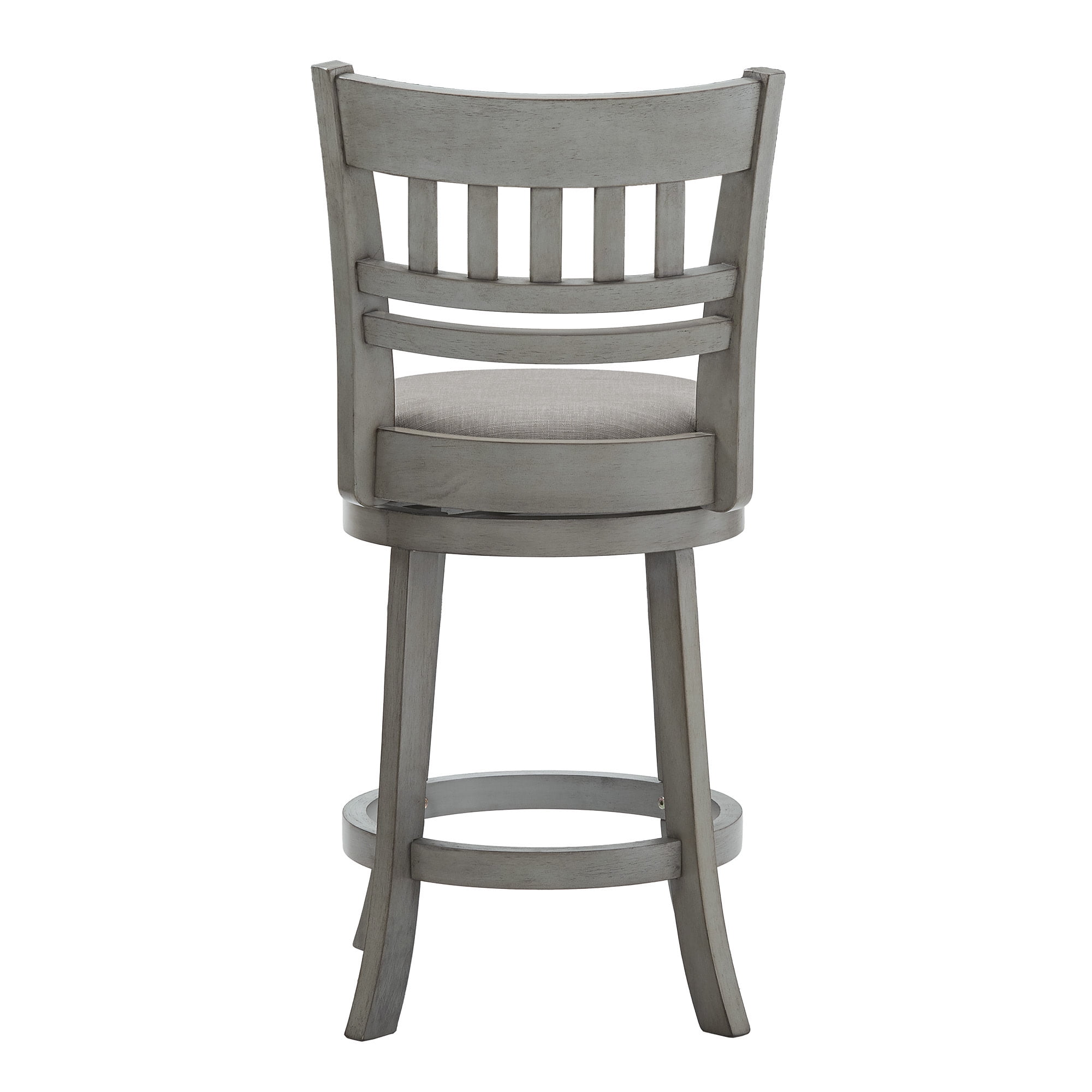 Weston Home Shapel Lattice Back 24"H Swivel Counter Height Stool, Antique Grey Finish, Grey Linen