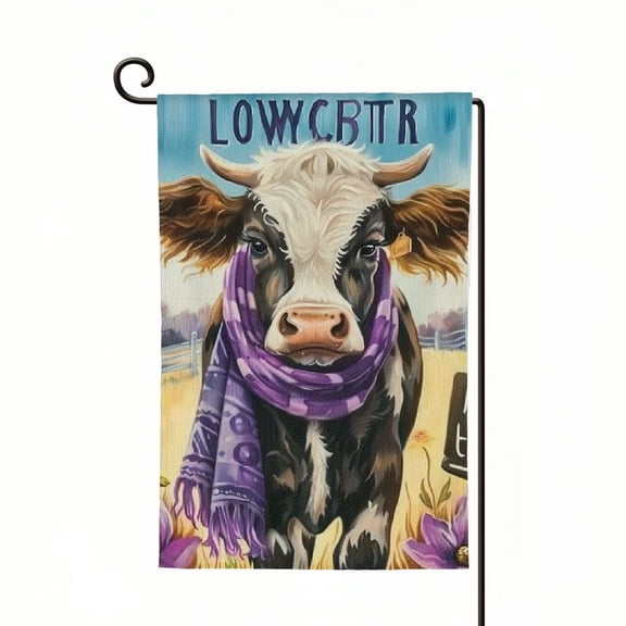 PHYHOO Welcome Spring Garden Flag Double Sided Vertical, Burlap Small Highland Cow Farmhouse Garden Yard House Flags Outside Outdoor House Decoration White
