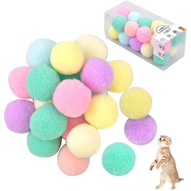 Juguete para gatos de 20 piezas, juguete interactivo para gatos, bolas de juguete para gatos de 3 cm, juguete suave para perros y gatos, juguete colorido para gatos, bolas coloridas para gatos, jugue JAMW Sencillez