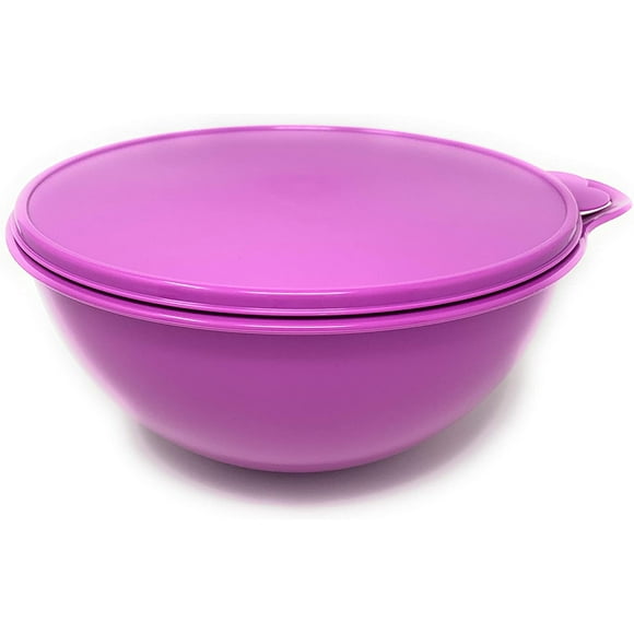 Tupperware 32 Cup Thatsa Bowl in Rhubarb with Snow White Seal
