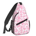 thumbnail image 1 of Pink Cow Print Sling Backpack - Chest Bag for Men and Women, 1 of 4
