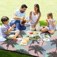 thumbnail image 4 of Palm Trees on Stripes Picnic Blanket Waterproof Beach Blankets Sandproof Large Mat with Storage Bag Camping Grass Travel Hiking Park 78"x78", 4 of 6