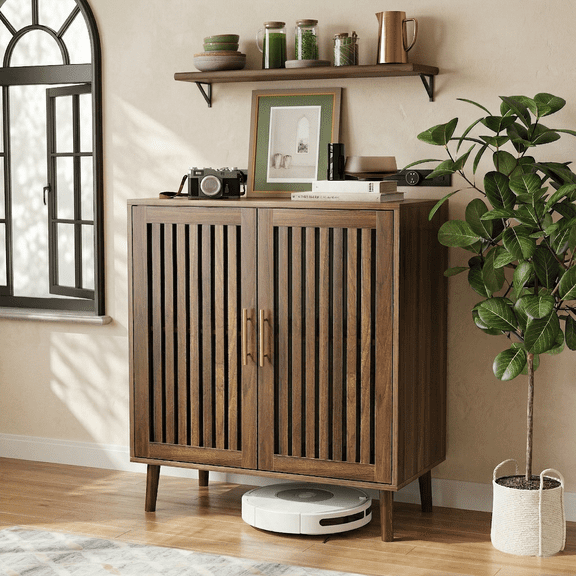 Semiocthome Sideboards and Buffets with 2 Doors and Adjustable Shelve,Coffee Bar for Kitchen, Walnut