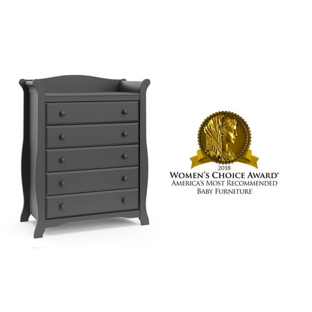 Storkcraft Avalon 5 Drawer Universal Dresser Gray Storkcraft Avalon 5 Drawer Universal Dresser Gray