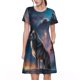 thumbnail image 1 of Disketp Night Sky Wolf para Vestido de Manga Corta para Mujeres, Vestidos de Verano para Mujeres, Casual y Holgado para la Playa, 1 of 6