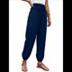 thumbnail image 1 of Pantalones de Verano Bohemios Informales de Negocios, Plisados, Elásticos, de Cintura Alta, de Pierna y con Bolsillos para Mujer. Azul Marino L, 1 of 9