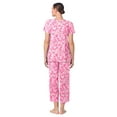 thumbnail image 2 of Aria Women’s Knit Flutter Sleeve Scoop Neck Henley Top and Cropped Pant Sleepwear Pajama Set, Sizes up to 5X, 2 of 6