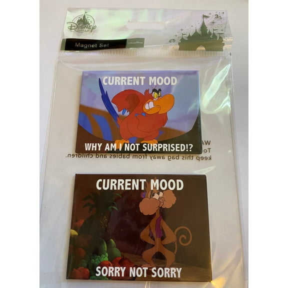 Disney Parks Aladdin Abu Iago Current Mood Magnet Set New Sealed