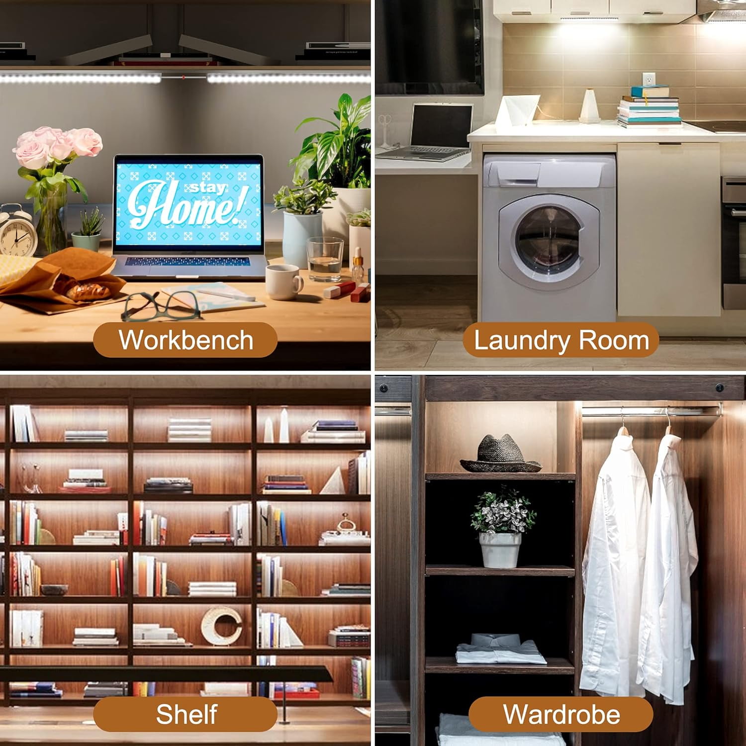 6 hard light strips equipped with plugs 12 Inch ultra-thin undercabinet lights: multi-scene dimming lighting magic, lighting up the kitchen and office life
