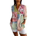thumbnail image 2 of Bovemsi Womens Long Sleeve Boho Shirts V Neck Vintage Floral Tops Ladies Blouses Casual Graphic Shirt 2025 Spring, Pink Women's Summer Shirts, S, 2 of 4