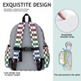 thumbnail image 5 of Multicolor Checkered Pattern Backpack for School, Cute School Bag with Adjustable Shoulder Straps and Padded Back, 13.4"x11"x4.7", 5 of 5