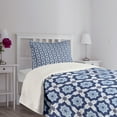thumbnail image 5 of Ambesonne Moroccan Quilted Bedspread Set 2 Pcs, Floral Detail, Twin Size, Turquoise Dark Blue, 5 of 6