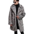 thumbnail image 3 of Abrigo de piel de otoño e invierno para hombre, abrigo de piel sintética largo y cálido, 3 of 3