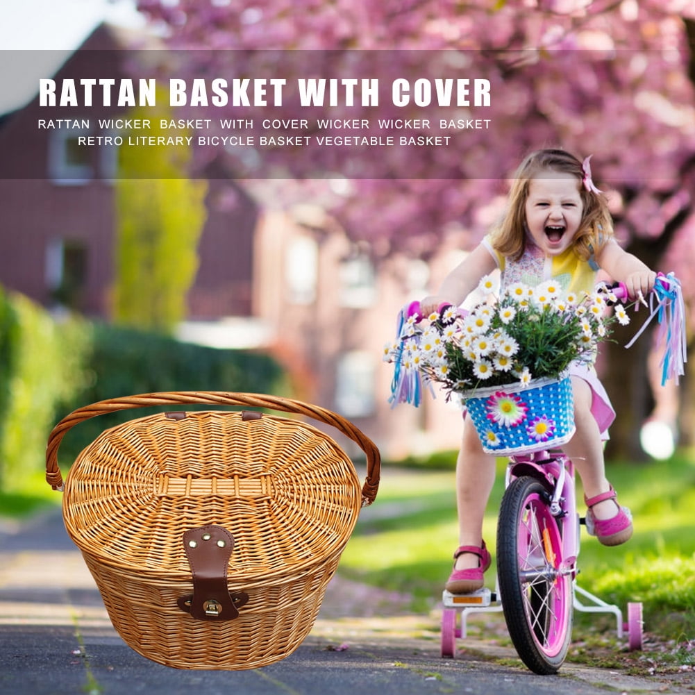 Cargo Storage Vegetable Container Bike Bag Bicycle Basket Wicker Outdoor Sports