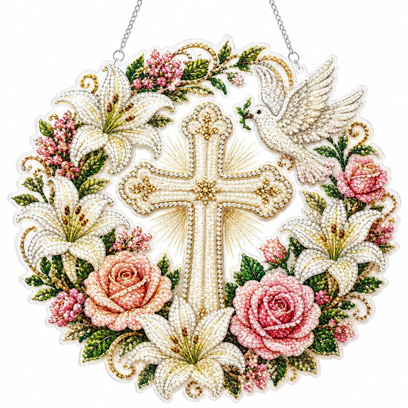 Cross Diamond Art Kits for Adults, Christians Diamond Painting Kits for Adults, Religion Round 5D Gem Painting Kit Arts for DIY Crafts Gift Home Wall Decor