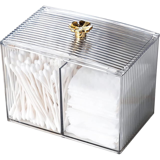 ZHAOCHENG Soporte acrílico Qtip, sin incluir otros artículos, soporte para hisopos de algodón, frascos de baño con tapa, dispensador de frascos de boticario para bolas de algodón, hisopos de algodón,