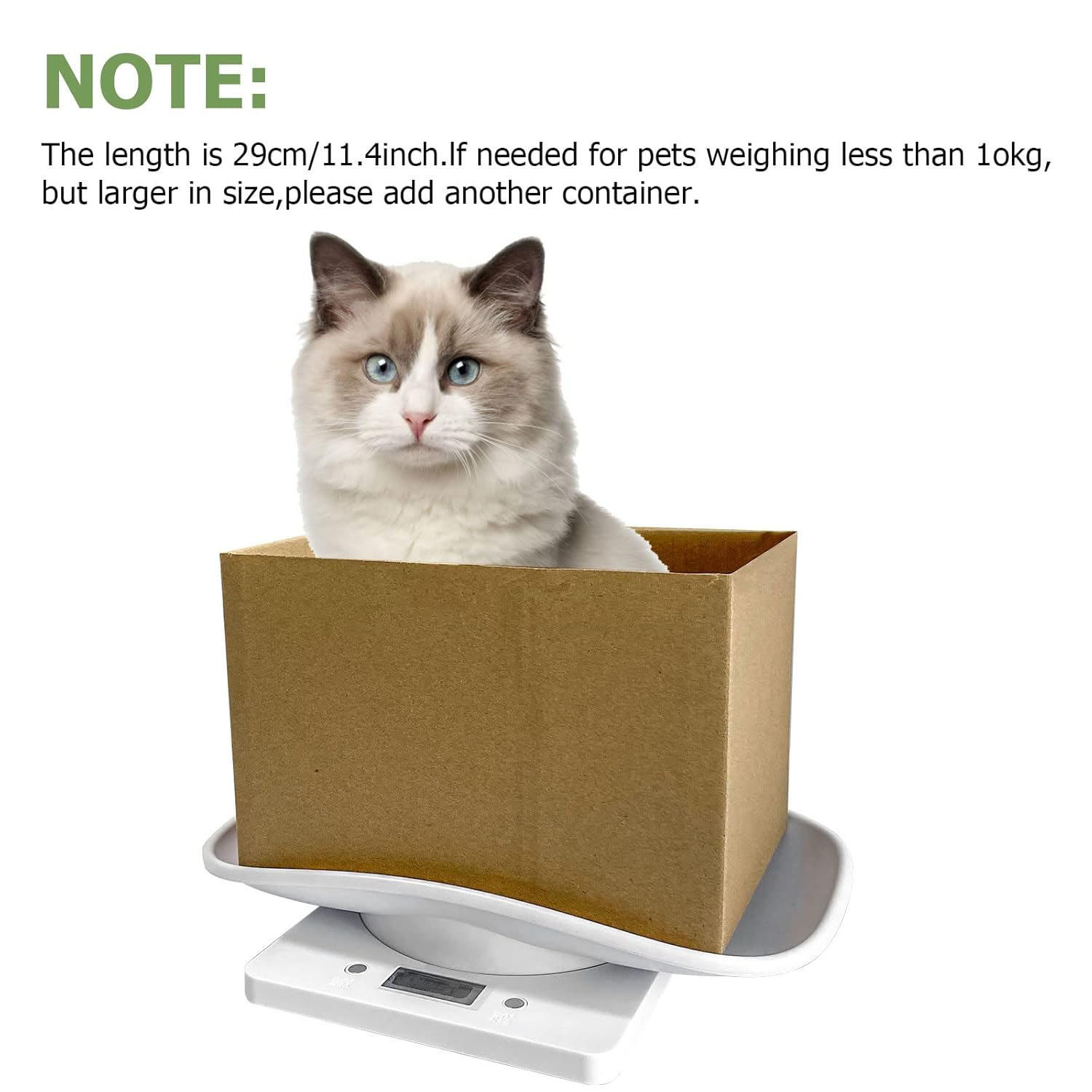 KABB Multifunction Digital Display Plastic Digital Baby Scale for Small Animals with Tape Measure, 33 lb Capacity, White