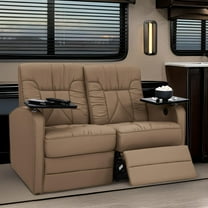 Qualitex De Leon RV Loveseat, Ultimate Leather, Manual Recline, Light Sand