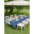 thumbnail image 5 of 52x70 Inch Outdoor Tablecloth with Umbrella Hole Zipper Rectangle Blue Yellow Rectangular Tablecloths Outside Waterproof Botanical Floral Motifs Wildflower Striped Patio Table Cover for Picnic Party, 5 of 8