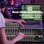 BOMGE 12 Channel Mixer Audio Console, Professional Music DJ Mixing Board with 256DSP Bluetooth MP3 Player 48V 7 Level Equalizer Supply USB Recording Studio Karaoke Live Performance (12 Channels)